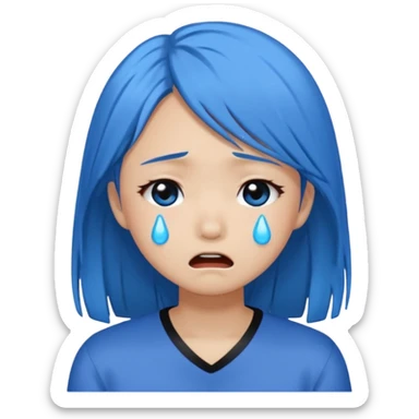 Asian girl crying more like this 😭 make the tears blue make the hair black sticker