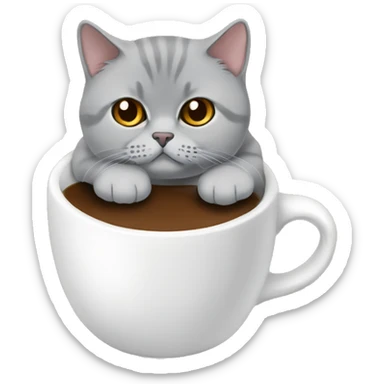 british shorthair cat in coffee with Brown eyes sitting  sticker