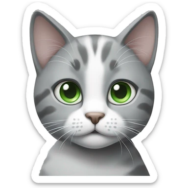 Gray and white cat with green eyes  sticker