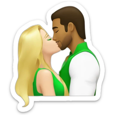 Romeo santos kissing blond woman, with green eyes and very long hair sticker
