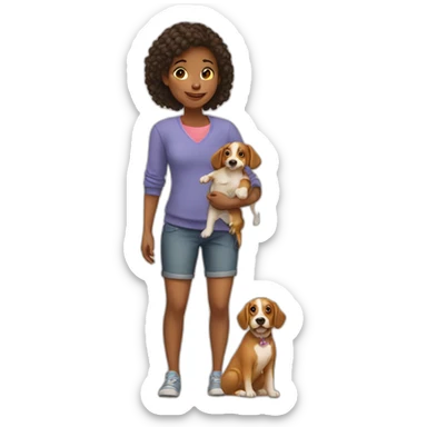 Girl-with-baby-and-dog sticker