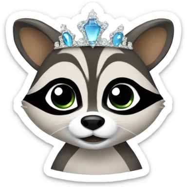 Raccoon wearing a tiara sticker
