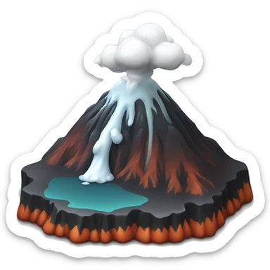 volcano with a white liquid sticker