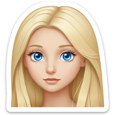 blonde girl with blue eyes, lashes, long hair sticker