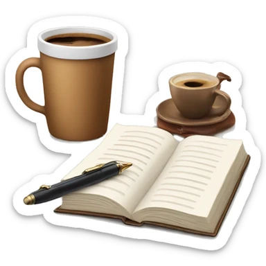 Book with coffee and pen  sticker