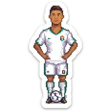 Ronaldo, pixel art style, footballer, iconic pose sticker