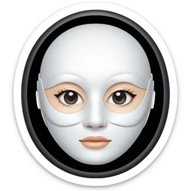 a beauty product box of white mask pack with rounded eyehole sticker