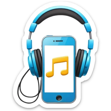 2010 music playlist icon with headphones and smartphone sticker