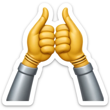 Apple-style 3D emoji of two cartoon hands tightly gripping and bending a solid metal rod, showing visible strain and tension lines around the bend, with dynamic motion curves to emphasize the effort, realistic lighting and smooth Apple emoji texture, no background. sticker