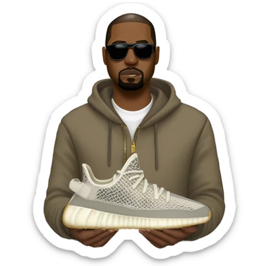 Kayne west wearing turtle dove Yeezys sticker