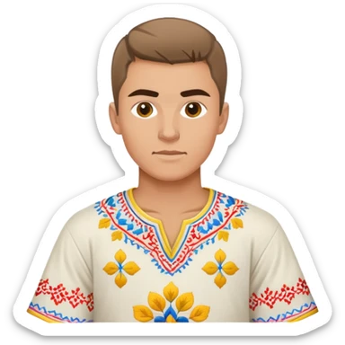 Ukrainian young man wearing traditional embroidered vyshyvanka shirt playing sports sticker