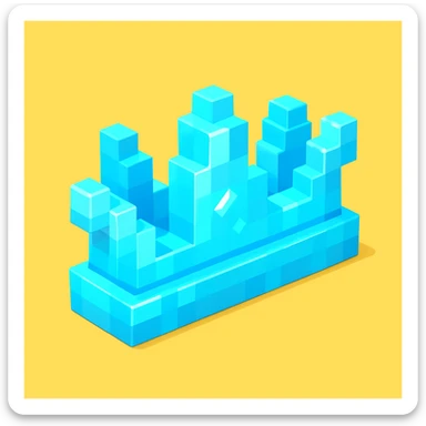 a small but long crown made of ice, blocky 3D cartoon style, Roblox-inspired, playful and shiny sticker