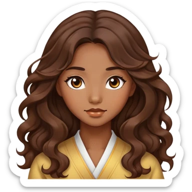 Beautiful girl,brown hair,wavy hair，long hair,Black eyes,Chinese sticker