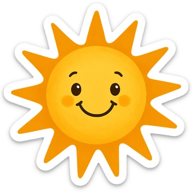 smiling sun with rays, general style, bright and friendly sticker