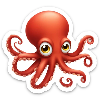 red cartoon octopus shocked sticker