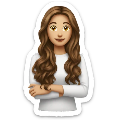 Femme cheveux long brun avec un peu de cheveux blanc sticker