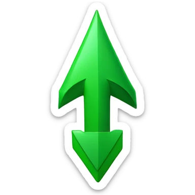arrow going up and to the right in green sticker