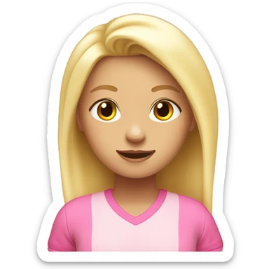 blonde girl with pink clothes saying hi good morning sticker