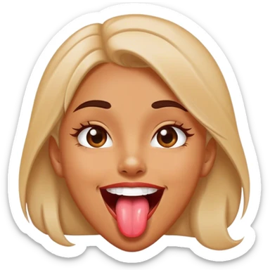 Human version of this emoji 😛 crazier but happy, but a girl with her tongue out sticker