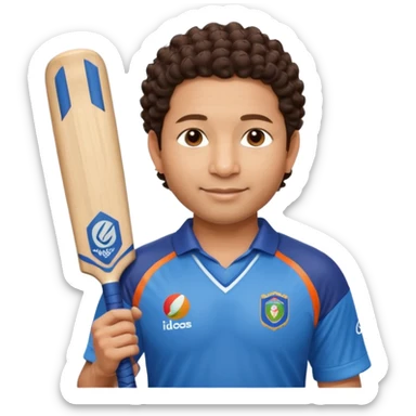 
Sachin Tendulkar
Create a cricket emoji of a short, curly-haired Indian batsman wearing a blue jersey, holding a bat with a calm confident smile, minimal flat emoji style, rounded shapes, bold outlines, vibrant colors, no background sticker