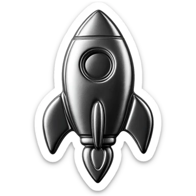 icon of a rocket with reflective metallic chrome finish sticker