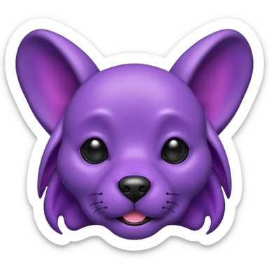 alien dog purple, folded ear sticker