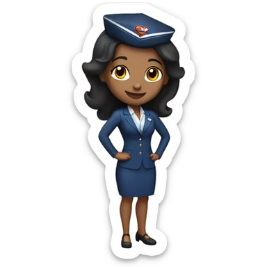 Generate A female flight attendant in supergirl pose  sticker