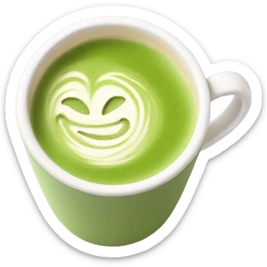 Realistic Matcha latte in pastel mug sticker