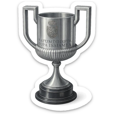 Фотореалистичный и изометричный кубок List of Copa, объемный чуть слегка рисованный стиль, прозрачный фон sticker