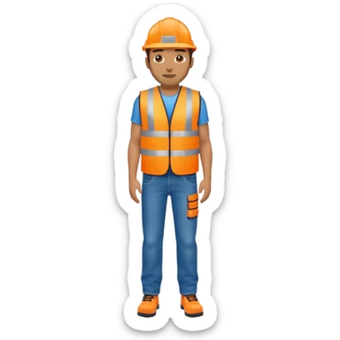 man in orange hi vis vest and jeans, standing full body sticker