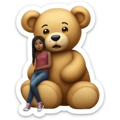 Girl on giant teddy bear  sticker