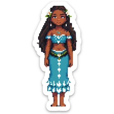 Moana standing, pixel art style sticker