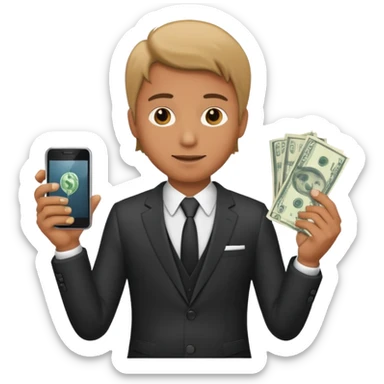 Yakuza holding money and phone sticker