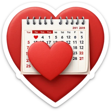 calendar page with a heart symbol sticker