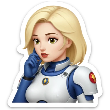woman space marine in bodysuit whispering sticker
