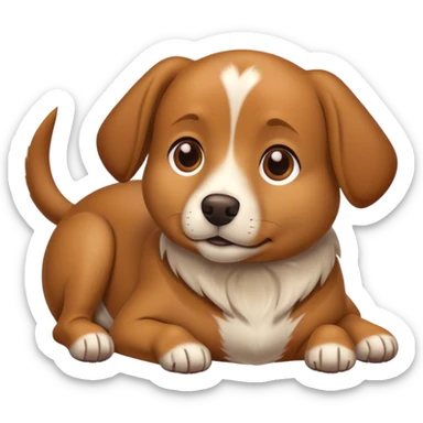 brown dog with white on belly lying down sticker