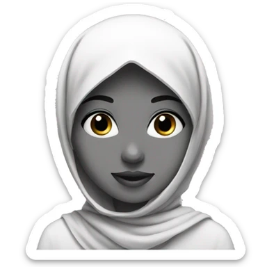 girl avatar with hijab emoji in black and white sticker
