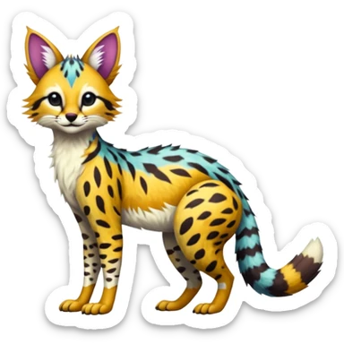 Colorful Soft Bobcat-Sergal-Numbat-Serval-Genet-Fakémon-fusion-hybrid-creature sticker