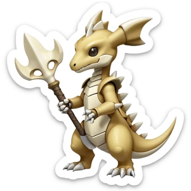 Shiny Exotic Excessive Mysterious Cubone-Marowak-Pokémon-Fakémon-hybrid-creature (full body) sticker