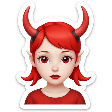 girl kid with small red horns sticker