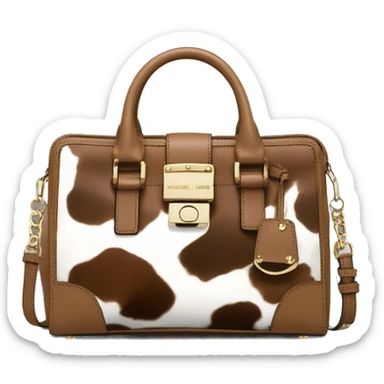 Realistic Michael kors cow hide print pattern designer satchel purse. sticker