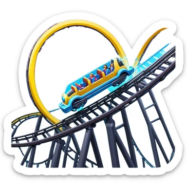 Roller coaster out of earth into the Milky Way electric and neon sticker