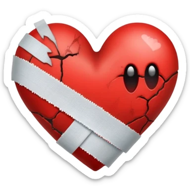Red fading to black heart with bandages sticker