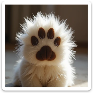 fluffy paw, realistic texture, soft lighting, gentle shadows sticker
