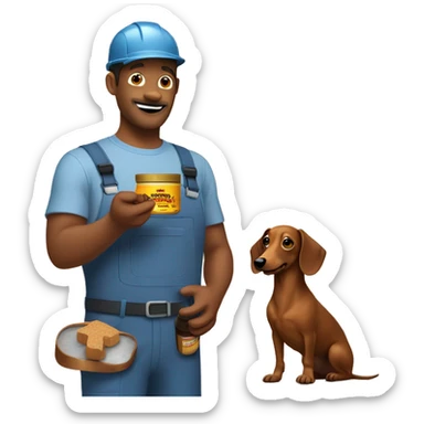 Electrician with a jar of peanut butter next to a dachshund  sticker
