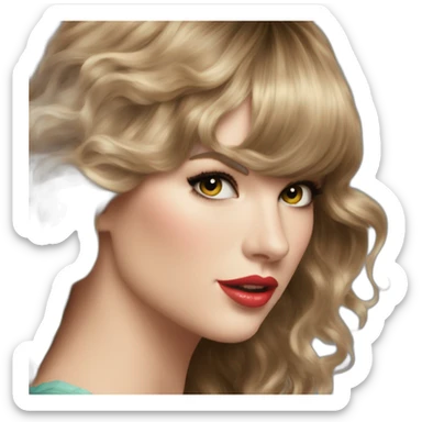 Taylor Alison Swift Long wavy hair with bangs sticker