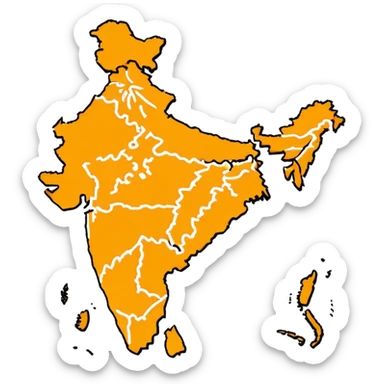 India map with saffron colour ( akhand Bharat ) with proper state sticker