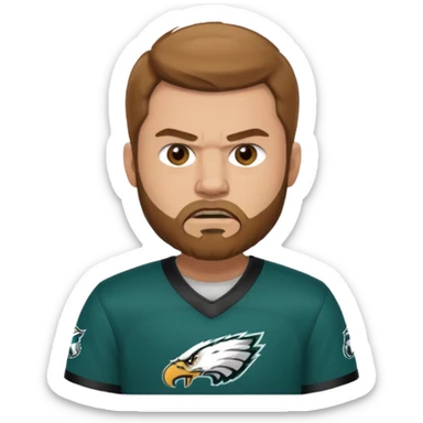Angry eagles fan male with short light brown hair and beard, light skin sticker