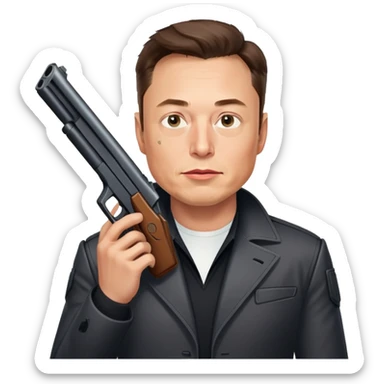 Elon Musk with a gun sticker