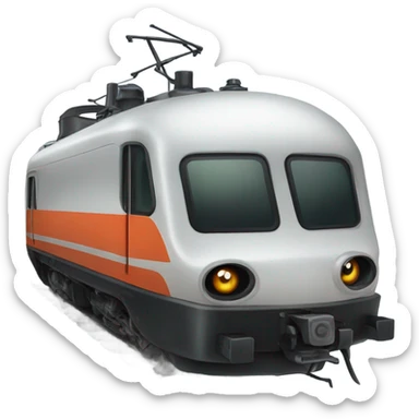 A electric locomotive was with black oval eyes  sticker
